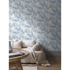 Kép 2/7 - Boras Klasszikus erdő mintás kék vlies tapéta Countryside Morning Blue 53 cm X 10 m