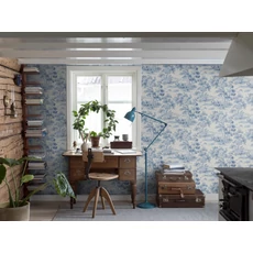 Kép 5/7 - Boras Klasszikus erdő mintás kék vlies tapéta Countryside Morning Blue 53 cm X 10 m