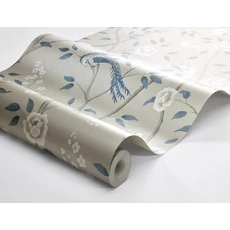 Kép 4/4 - Boras Romantikus madaras virágos kék vlies tapéta Paradise Birds Blue 53 cm X 10 m