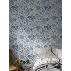 Kép 2/7 - Boras Romantikus virágos kék vlies tapéta Alicia Blue 53 cm X 10 m