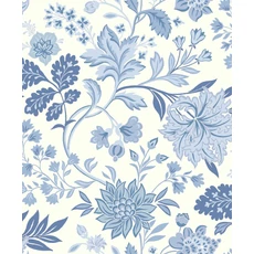 Kép 1/7 - Boras Romantikus virágos kék vlies tapéta Alicia Blue 53 cm X 10 m