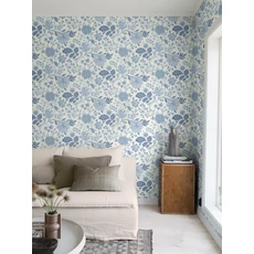 Kép 4/7 - Boras Romantikus virágos kék vlies tapéta Alicia Blue 53 cm X 10 m