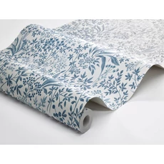 Kép 4/4 - Boras Romantikus levél mintás fehér-kék vlies tapéta Nocturne Blue 53 cm X 10 m