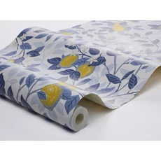 Kép 2/4 - Boras Mediterrán citromos kék-sárga vlies tapéta Citronträd Blue 53 cm X 10 m