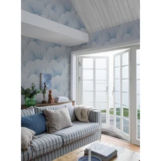 Kép 2/4 - Boras Kagyló mintás modern kék vlies tapéta Mirage Blue 53 cm X 10 m