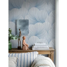 Kép 3/4 - Boras Kagyló mintás modern kék vlies tapéta Mirage Blue 53 cm X 10 m