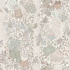 Kép 1/11 - Boras Mókus mintás bézs vlies gyerek tapéta Charlie Multi 53 cm X 10 m