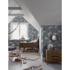 Kép 2/7 - Boras Jegesmedvés kék vlies tapéta Polarn Blue 53 cm X 10 m