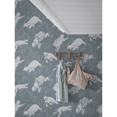 Kép 5/7 - Boras Jegesmedvés kék vlies tapéta Polarn Blue 53 cm X 10 m