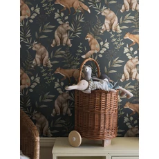 Kép 3/5 - Boras Róka mintás sötétkék vlies gyerek tapéta Wild Forest Blue 53 cm X 10 m