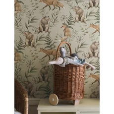 Kép 4/6 - Boras Róka mintás bézs vlies gyerek tapéta Wild Forest Beige 53 cm X 10 m