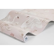 Kép 3/3 - Boras Hattyú mintás romantikus rózsaszín vlies tapéta Lily Swan Pink 53 cm X 10 m