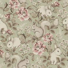 Kép 1/5 - Boras Erdő állatai zöld vlies tapéta Magic Forest Green 53 cm X 10 m