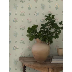 Kép 3/4 - Boras Vintage virágos zöld vlies tapéta Ängsflora Green 53 cm X 10 m