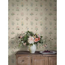 Kép 4/10 - Boras Vintage virágos bézs vlies tapéta Ängsflora Beige 53 cm X 10 m