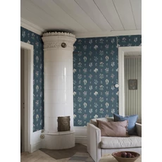 Kép 2/4 - Boras Vintage virágos kék vlies tapéta Ängsflora Blue 53 cm X 10 m