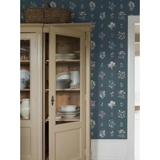 Kép 3/4 - Boras Vintage virágos kék vlies tapéta Ängsflora Blue 53 cm X 10 m