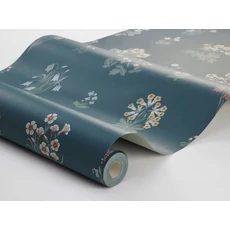 Kép 4/4 - Boras Vintage virágos kék vlies tapéta Ängsflora Blue 53 cm X 10 m