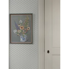 Kép 3/4 - Boras Apró virágos csíkos kék vlies tapéta Lilla Lyckan Blue 53 cm X 10 m