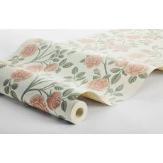 Kép 3/3 - Boras Romantikus rózsás zöld-rózsaszín vlies tapéta Elsa Pink 53 cm X 10 m