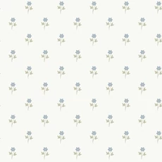 Kép 1/9 - Boras Romantikus apró virág mintás kék-fehér vlies tapéta Anemone Blue 53 cm X 10 m