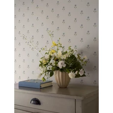 Kép 7/9 - Boras Romantikus apró virág mintás kék-fehér vlies tapéta Anemone Blue 53 cm X 10 m