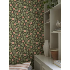 Kép 3/4 - Boras Virágindás zöld vlies tapéta Krasse Green 53 cm X 10 m