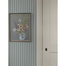 Kép 6/7 - Boras Klasszikus csíkos kék vlies tapéta Pärlrand Blue 53 cm X 10 m