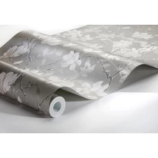 Kép 2/7 - Boras Elegáns magnóliás tóp vlies tapéta Lily Tree Grey 53 cm X 10 m