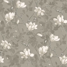 Kép 1/7 - Boras Elegáns magnóliás tóp vlies tapéta Lily Tree Grey 53 cm X 10 m