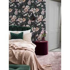 Kép 3/8 - Boras Modern rózsa mintás fekete-rószaszín New Dawn Rose Black 53 cm X 10 m