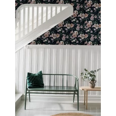 Kép 6/8 - Boras Modern rózsa mintás fekete-rószaszín New Dawn Rose Black 53 cm X 10 m