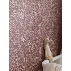 Kép 3/8 - Boras Romantikus levél mintás bordó vlies tapéta Nocturne Red 53 cm X 10 m