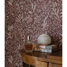 Kép 7/8 - Boras Romantikus levél mintás bordó vlies tapéta Nocturne Red 53 cm X 10 m