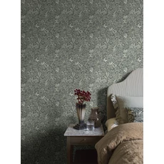 Kép 2/7 - Boras Romantikus levél mintás sötétzöld vlies tapéta Nocturne Green 53 cm X 10 m