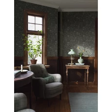 Kép 4/7 - Boras Romantikus levél mintás sötétzöld vlies tapéta Nocturne Green 53 cm X 10 m