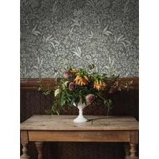 Kép 5/7 - Boras Romantikus levél mintás sötétzöld vlies tapéta Nocturne Green 53 cm X 10 m