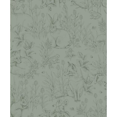 Kép 1/11 - Boras Erdei állatos zöld vlies gyerek tapéta Forest Friends Green 53 cm X 10 m