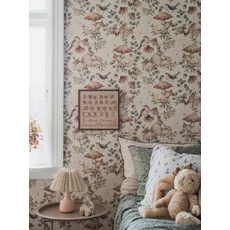 Kép 2/10 - Boras Erdő állatai bézs vlies gyerek tapéta Minou Beige 49 cm X 10 m