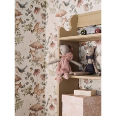 Kép 4/10 - Boras Erdő állatai bézs vlies gyerek tapéta Minou Beige 49 cm X 10 m