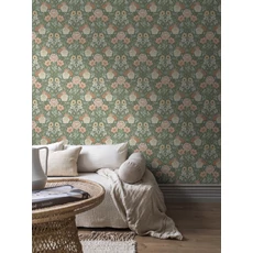 Kép 8/10 - Boras Dália mintás zöld vlies tapéta Dahlia Garden Green 53 cm X 10 m