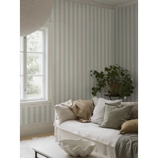Kép 4/6 - Boras Széles csíkos pasztell zöld vlies tapéta Falsterbo Stripe Green 53 cm X 10 m