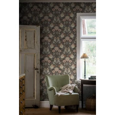 Kép 2/4 - Boras Dália mintás sötétbarna vlies tapéta Dahlia Garden Brown 53 cm X 10 m