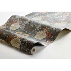 Kép 4/4 - Boras Dália mintás sötétbarna vlies tapéta Dahlia Garden Brown 53 cm X 10 m