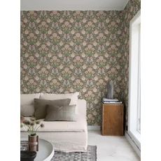 Kép 4/8 - Boras Dália mintás zöld-rózsaszín vlies tapéta Dahlia Garden Multi 53 cm X 10 m