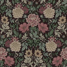 Kép 1/6 - Boras Dália mintás sötétbarna-rózsaszín vlies tapéta Dahlia Garden Multi 53 cm X 10 m
