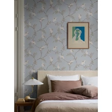 Kép 2/3 - Boras Virágindás skandináv kék vlies tapéta Floral Tree Blue 53 cm X 10 m