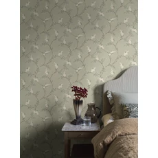 Kép 4/6 - Boras Virágindás skandináv zöld vlies tapéta Floral Tree Green 53 cm X 10 m