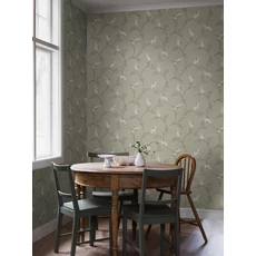 Kép 5/6 - Boras Virágindás skandináv zöld vlies tapéta Floral Tree Green 53 cm X 10 m