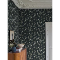 Kép 2/7 - Boras Virágindás skandináv fekete vlies tapéta Floral Tree Black 53 cm X 10 m